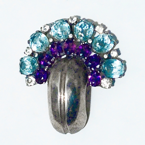 Antique Paste Sterling Crystal Brooch/Clip/Pin - Picture 5 of 8